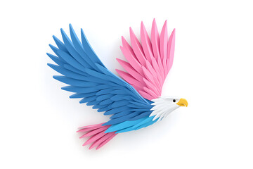 Obraz premium Abstract 3D eagle paper cut shape, isolated on a white background 