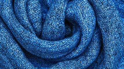 Fototapeta premium Detailed Close-up of Blue Knitted Fabric Texture