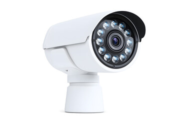 White security camera cut out, isolated on white background