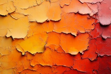 Obraz premium Thick impasto paint strokes in shades of orange and red form a cracked and textured surface