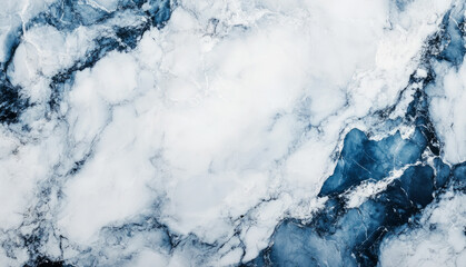 Polished marble stone texture background featuring elegant blue and white veins, perfect for design projects