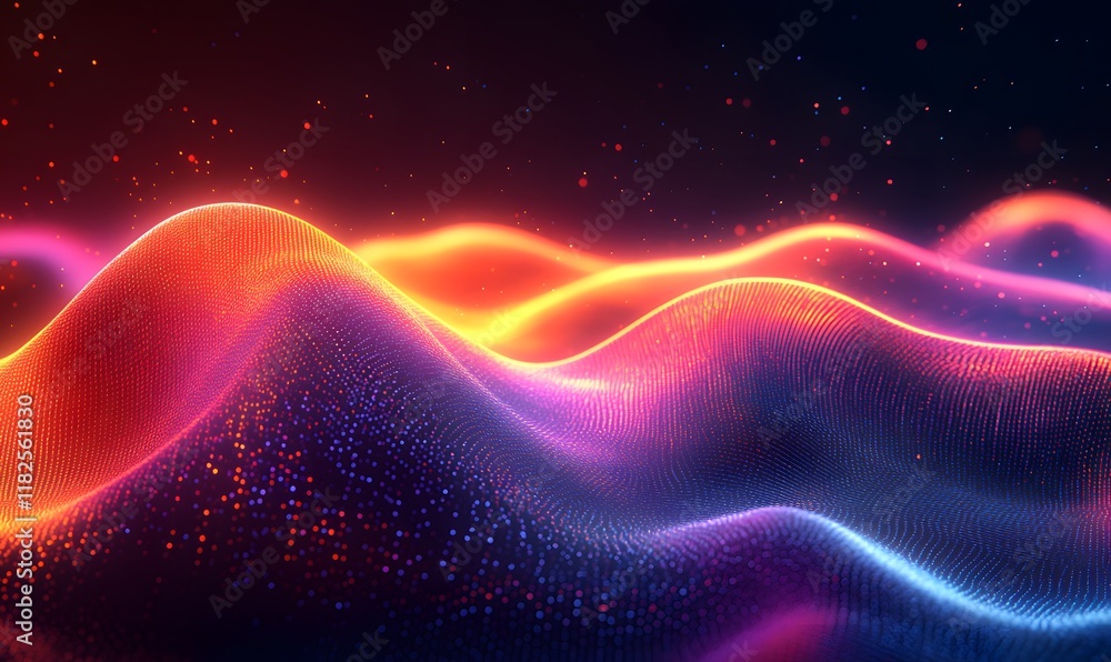 Aufkleber abstract scene where neon lines form undulating waveforms