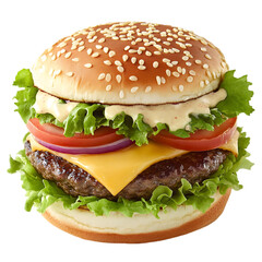 Juicy Cheeseburger  Sesame Bun  Beef Patty  Lettuce  Tomato  Onion  Cheese
