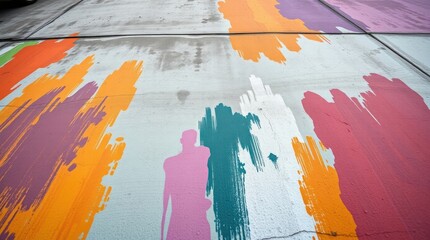 bold acrylic painting of a painted concrete wall featuring
