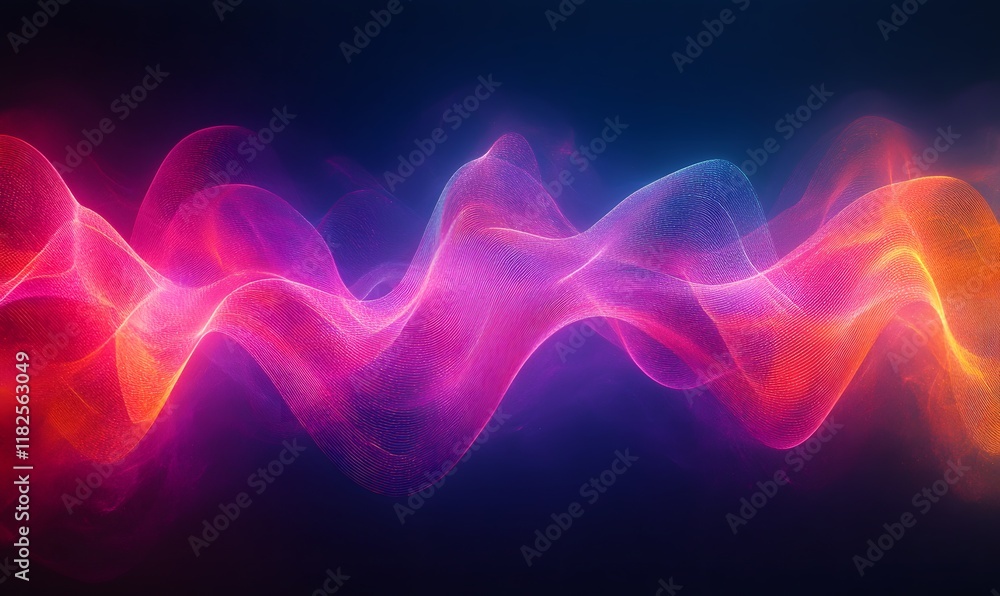 Aufkleber abstract scene where neon lines form undulating waveforms
