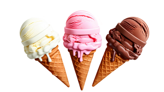 Photo of ice cream cone isolated on transparent background