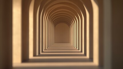 Fototapeta premium Arched Corridor with Repeating Arches, Architecture, Interior, Design, Hallway