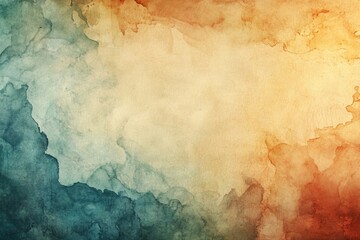 Artistic watercolor background featuring a blend of warm and cool tones, creating a textured and vibrant abstract design