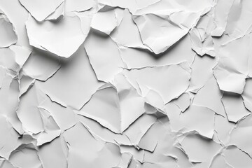 Fototapeta premium Close-up of overlapping white crumpled paper pieces forming an abstract textured background