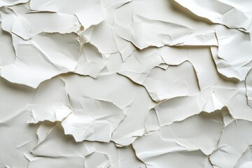 Fototapeta premium Close-up view of crumpled white paper creating a textured abstract background