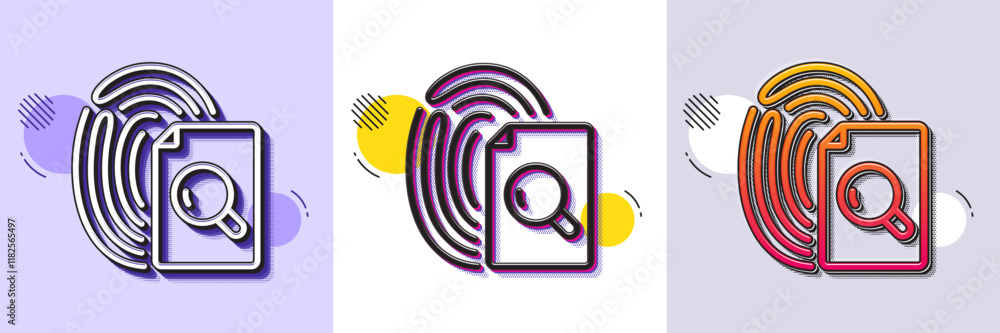 Poster inspect line icon. halftone dotted pattern. gradient icon with grain shadow. research documents sign