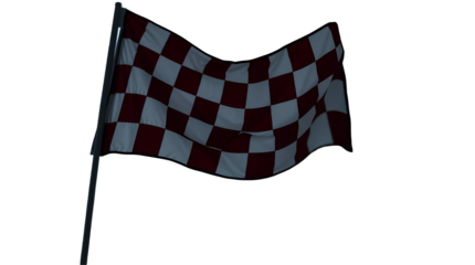 Photo of checkered finish flag isolated on transparent background