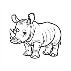  line drawing of a rhinoceros vector illustration Design