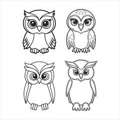 line drawing of owl Bundle set