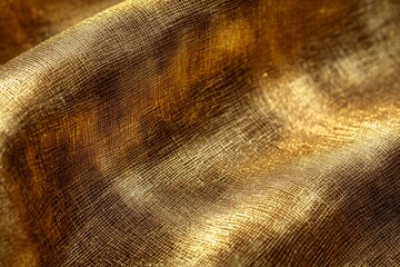 Shiny golden fabric creating a wavy pattern, perfect for backgrounds and textures