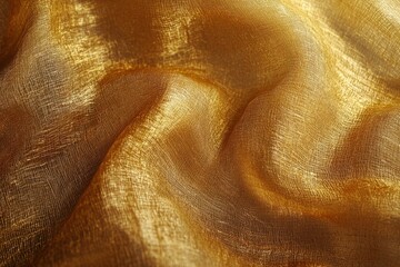 Golden fabric texture forming elegant waves, creating a luxurious background for various design purposes