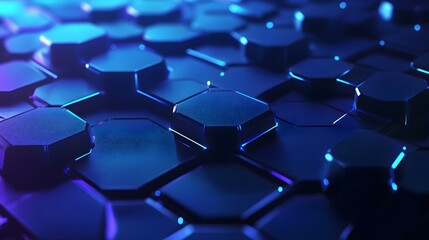 Obraz premium Abstract Blue Hexagon Pattern, 3D Render, Technology Background