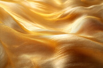 Smooth golden fabric flowing and creating elegant waves, perfect for backgrounds and textures