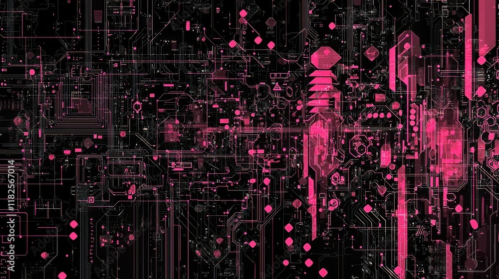 Poster dynamic abstract circuit board design digital art high-tech environment futuristic aesthetics