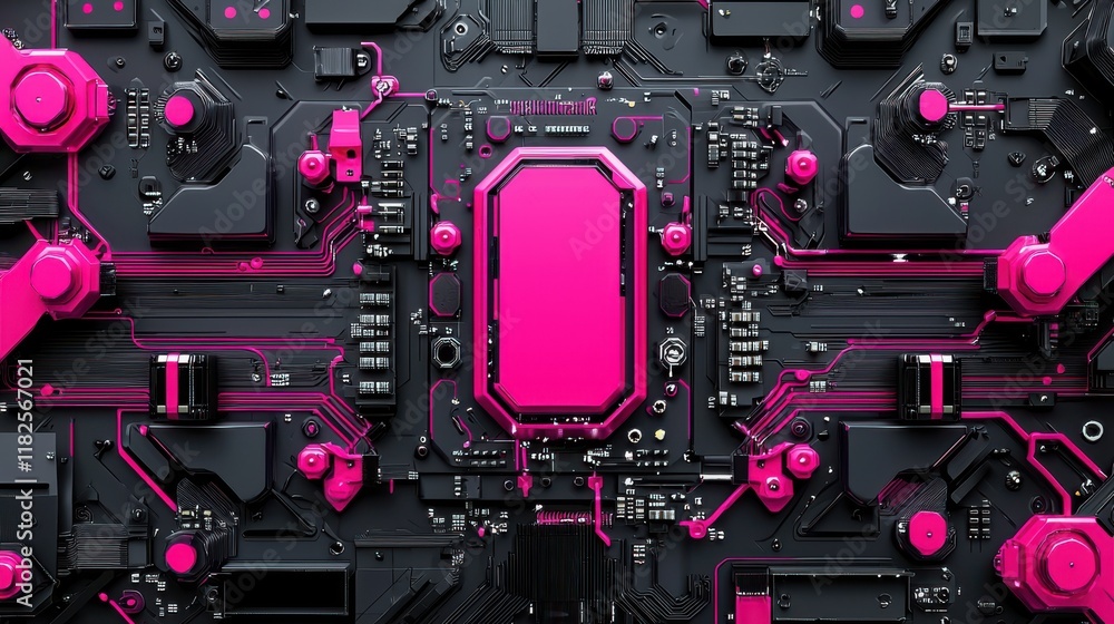 Poster dynamic abstract circuit board design digital realm graphic art tech environment close-up view innov