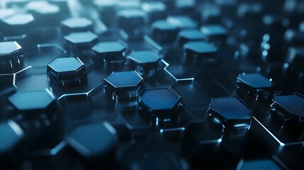 Obraz premium Abstract Dark Blue Hexagon Pattern Background Technology