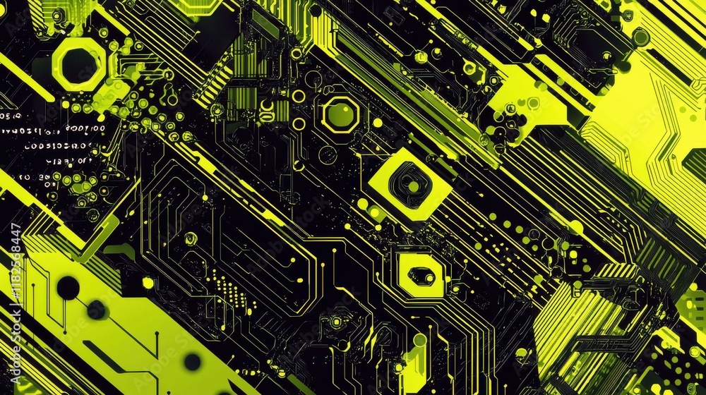 Poster dynamic abstract circuit board design digital art technology futuristic close-up innovation