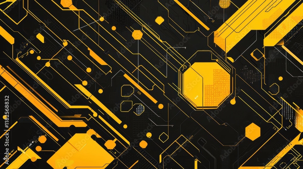 Poster dynamic abstract circuit board design technology lab digital art futuristic environment close-up vie