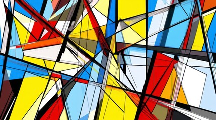 Abstract Geometric Architectural Design: A Colorful Composition of Lines and Shapes