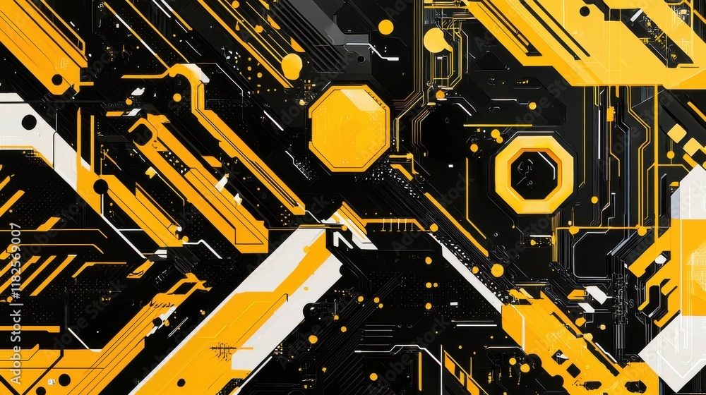 Poster dynamic abstract circuit board design digital art technology environment futuristic viewpoint