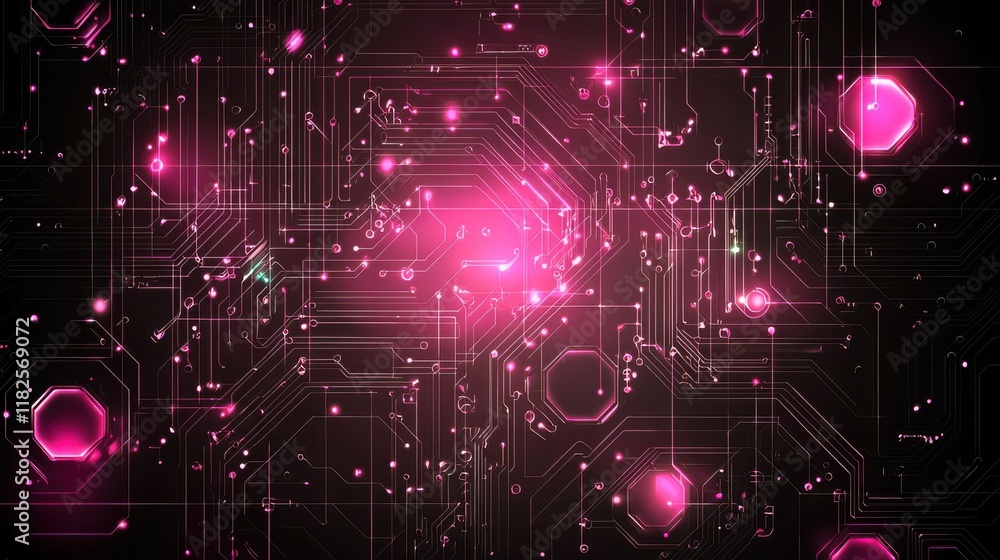 Poster dynamic abstract circuit board design futuristic technology environment digital art neon colors high
