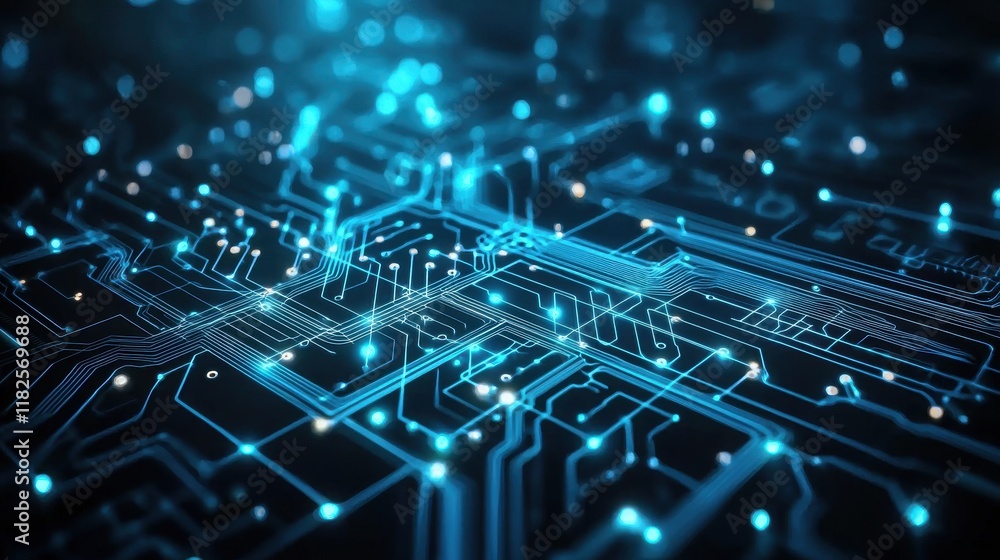 Poster dynamic abstract circuit board design digital realm graphic visualization futuristic environment clo