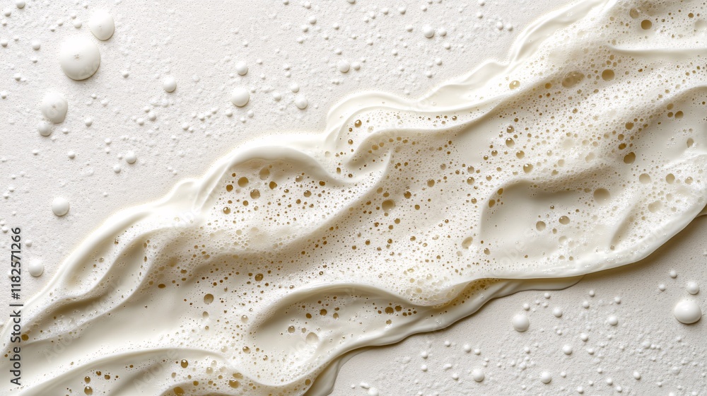 Aufkleber foamy texture of cream flowing on a smooth surface in a bright setting