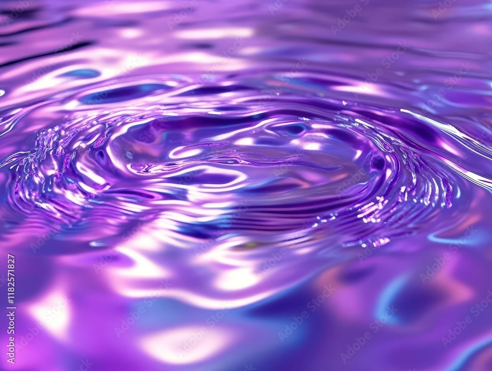 Aufkleber abstract 3d visualization of iridescent liquid metal surface with dynamic ripples creating futuristi