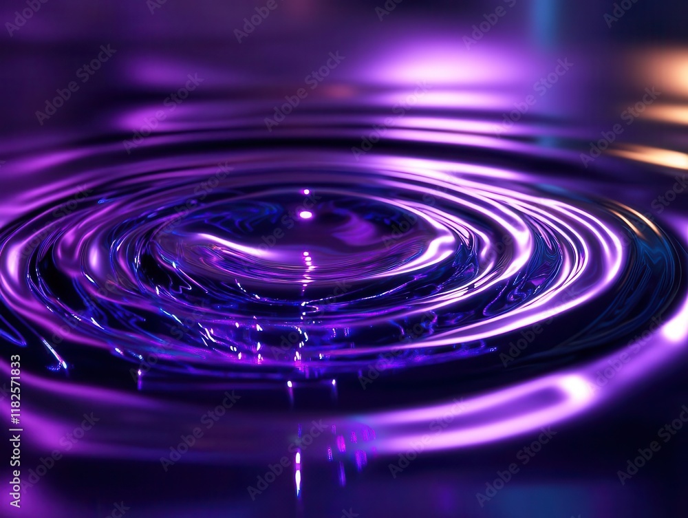 Aufkleber abstract 3d visualization of iridescent liquid metal surface with dynamic ripples creating futuristi