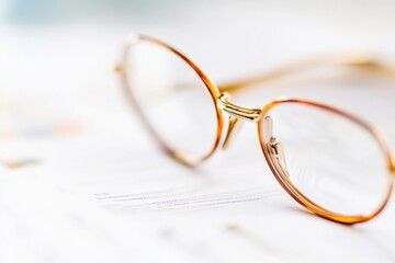 A pair of glasses resting on a sheet of paper, ready for use