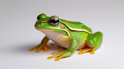 Obraz premium Vibrant green frog in studio setting macro photography natural habitat close-up view wildlife concept