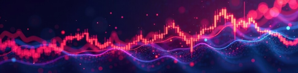 Abstract forex chart lines, vibrant color gradients, design, stock