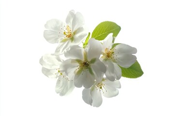 Obraz premium A bouquet of white flowers surrounded by green leaves