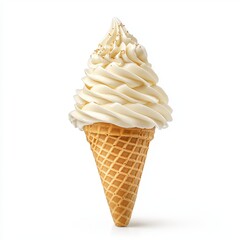 A delicious swirl of Hokkaido Milk soft serve ice cream atop a crispy waffle cone, perfect for a warm day.
