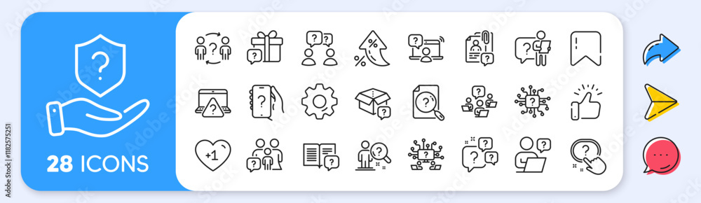 Poster questions line icons. interest rate, ai generate, inflation icons. artificial intelligence computer,
