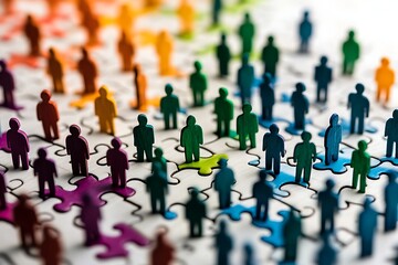 Human Figures on Colorful Wooden Puzzle Pieces