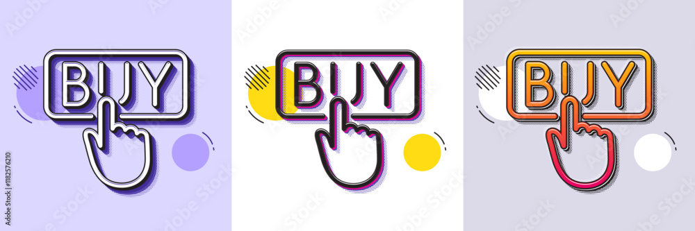 Poster click to buy line icon. halftone dotted pattern. gradient icon with grain shadow. online shopping si