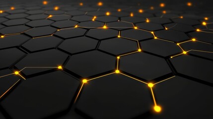 Obraz premium Futuristic network design abstract concept matte black environment digital art close-up view technology innovation