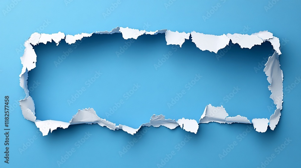Aufkleber torn paper border revealing a blue background and creating space for text content