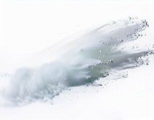 snow splash with powder and particles explosion of white dust stream or fog spray effect texture of spatter or blast cold ice or snow flow isolated on white background