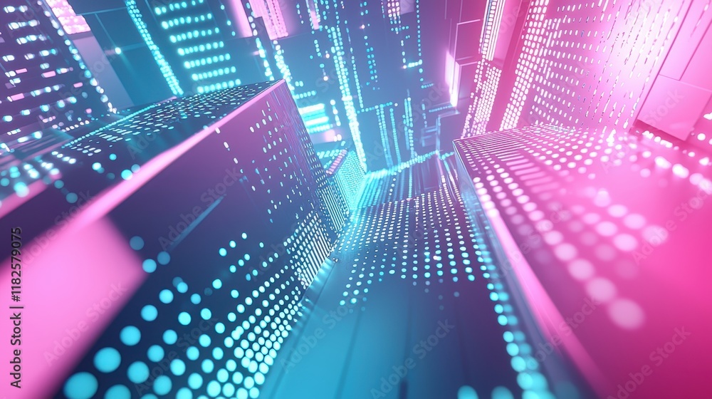 Poster futuristic technology landscape visualization abstract digital space graphic design high-tech enviro
