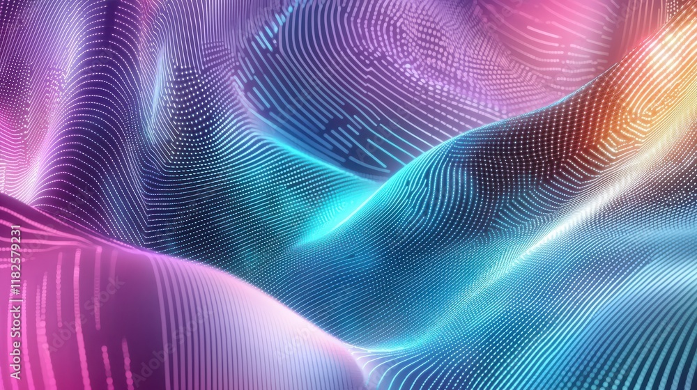 Poster futuristic abstract technology background digital art vibrant waves virtual environment close-up dat