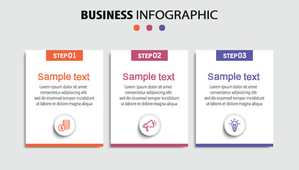 Infographic design template with icons and 3 options or steps