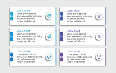 Business vector infographic design template with icons and 6 options or steps