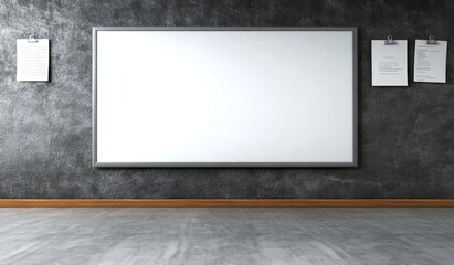 Blank White Board in School Interior